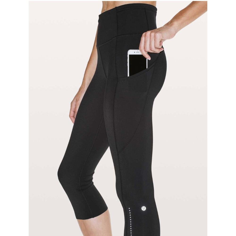 Lululemon Fast & Free Crop II Nulux 19" Black 6 - Picture 6 of 7